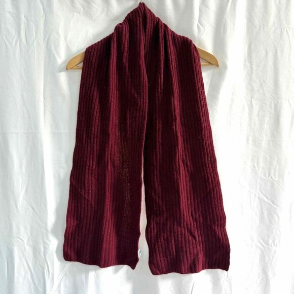 Portolano Accessories - Portolano 100% Cashmere Burgundy Ribbed Scarf
